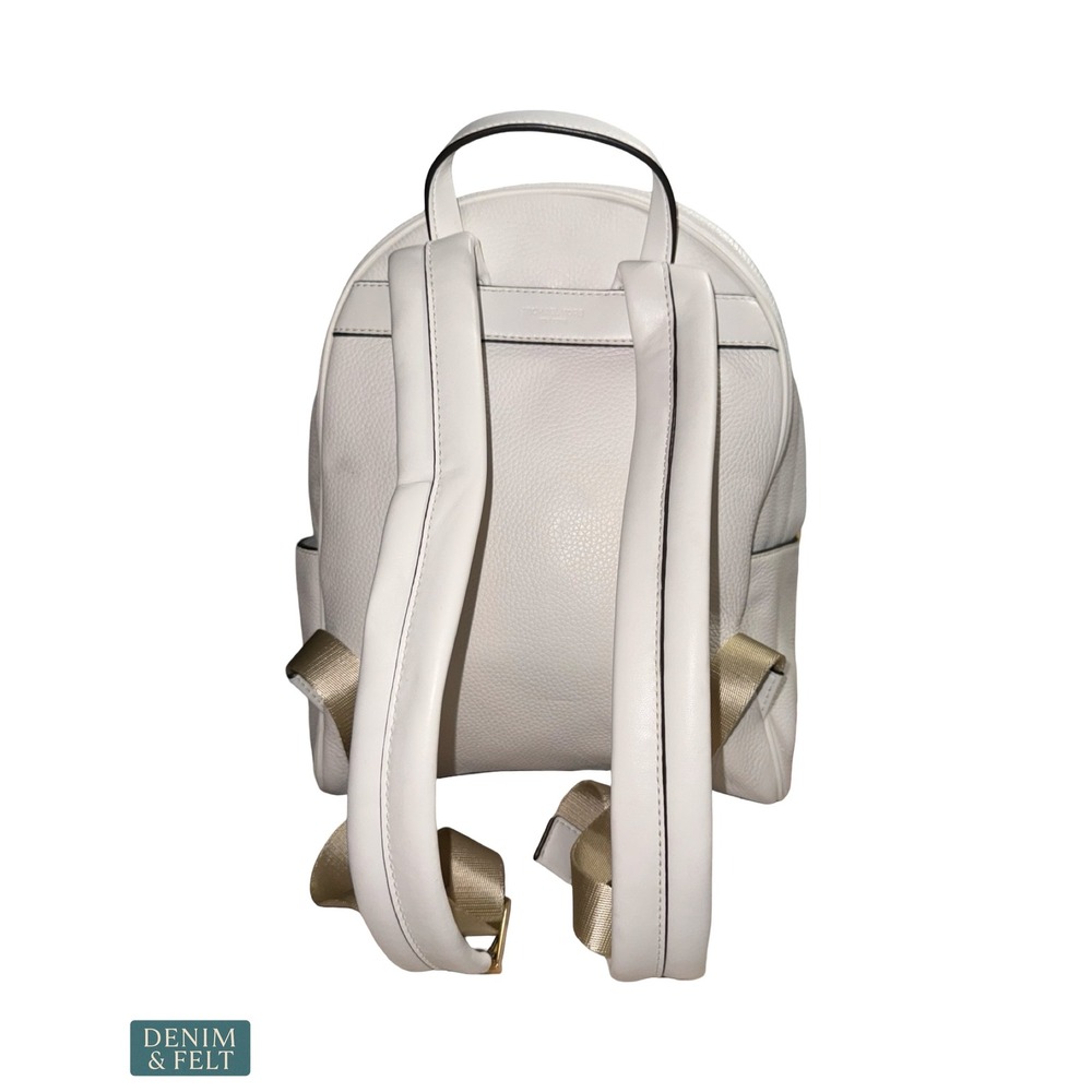 Michael Kors Bex Medium Pebbled Leather Backpack Optic White Leather Travel - Picture 8 of 16